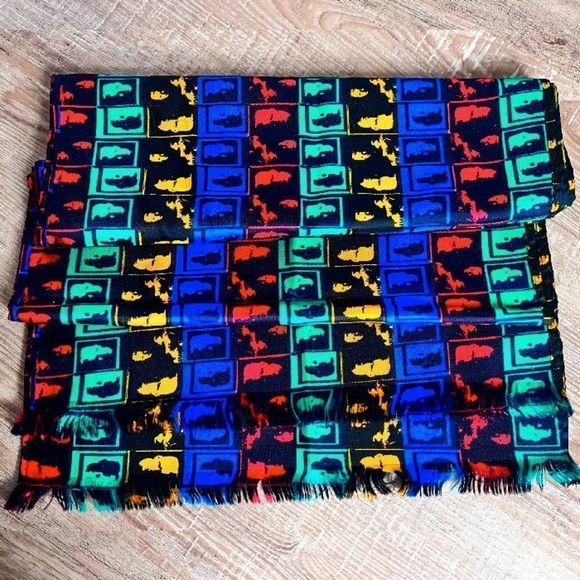 Vintage JEAN PAUL GAULTIER Negative Face Print Multi-Color Silk Scarf Unisex - Picture 4 of 8